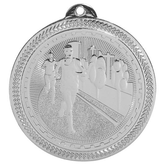 Bright Silver 2" Cross Country Laserable BriteLazer Medal