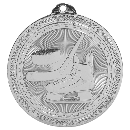 Bright Silver 2" Hockey Laserable BriteLazer Medal