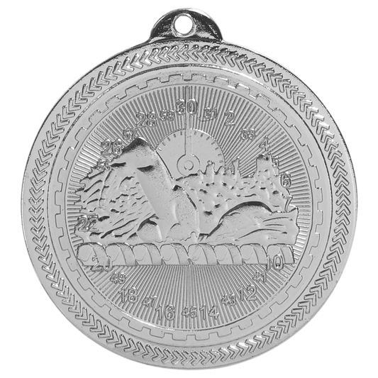 Bright Silver 2" Swimming Laserable BriteLazer Medal