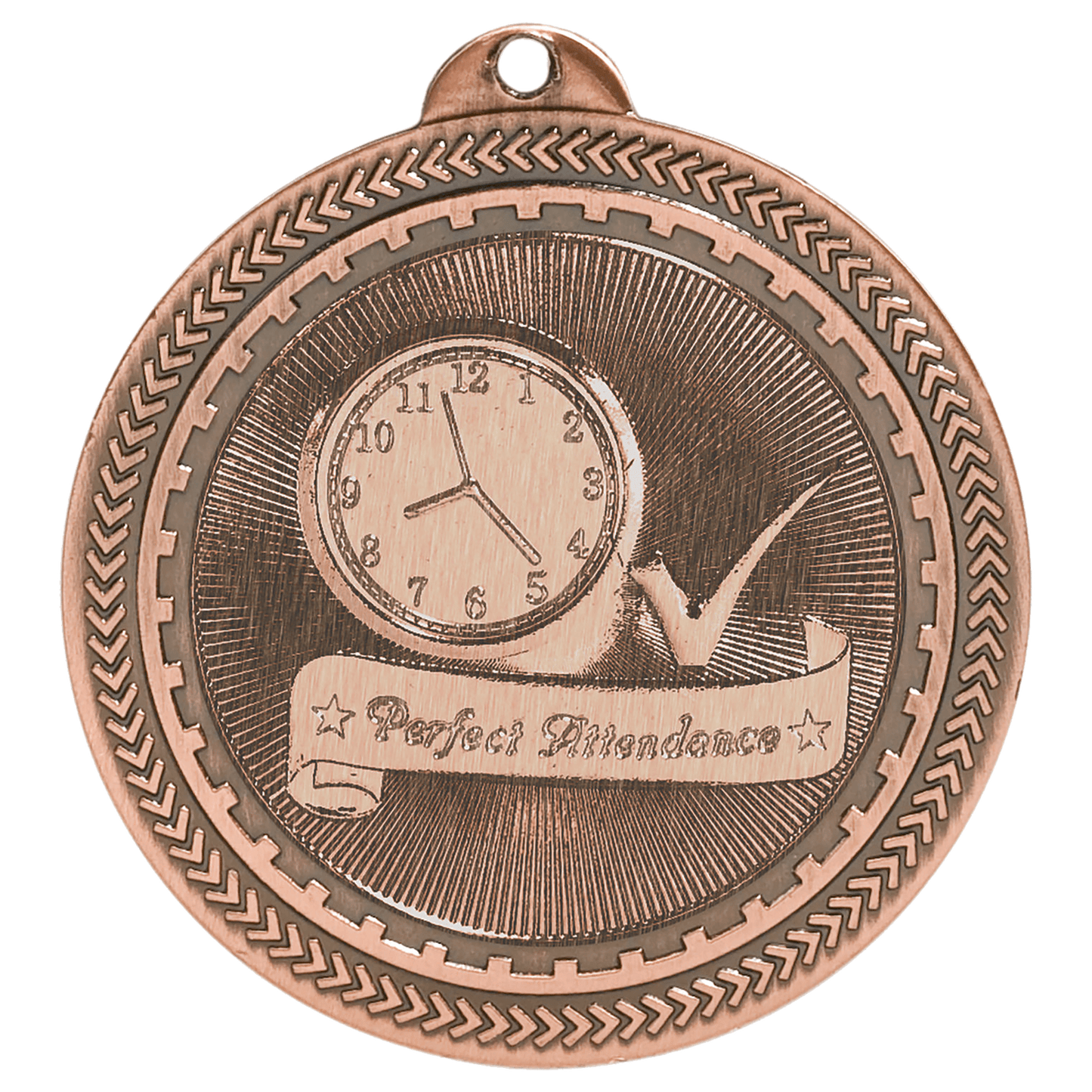 Antique Bronze 2" Perfect Attendance Laserable BriteLazer Medal