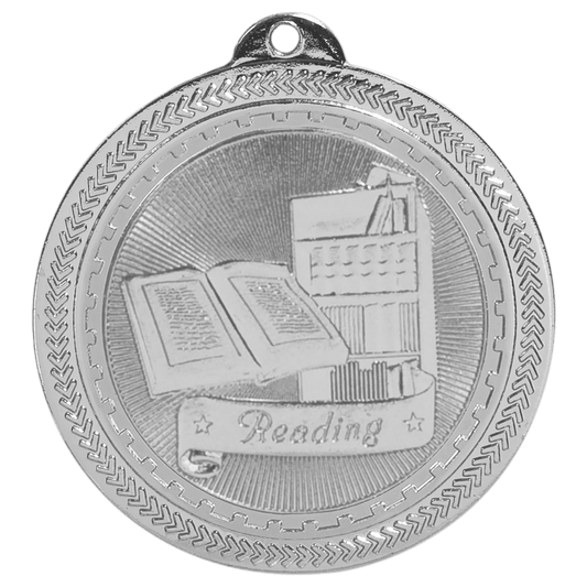 Bright Silver 2" Reading Laserable BriteLazer Medal