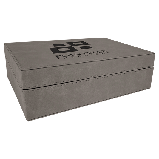 Gray 12 1/4" x 8 1/4" Laserable Leatherette Premium Gift Box