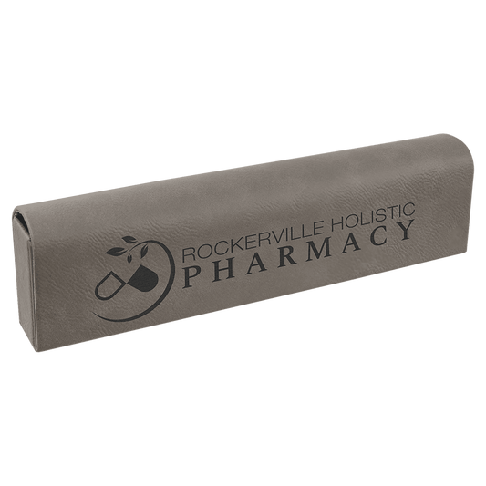 Gray 9 3/4" x 2 1/2" Laserable Leatherette Pill Box