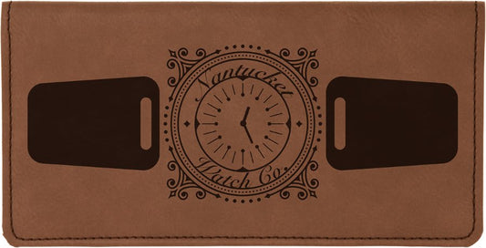 Dark Brown 6 3/4" x 3 1/2" Laserable Leatherette Checkbook Cover