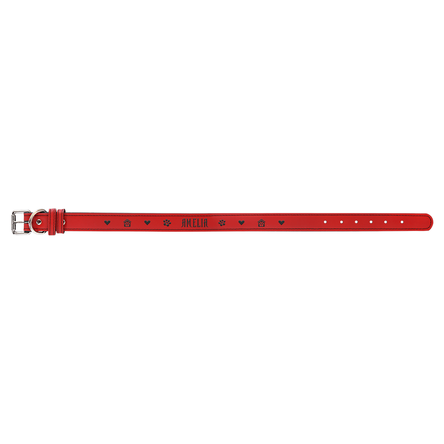 Red Extra Large 27" x 1 1/4" Laserable Leatherette Dog Collar