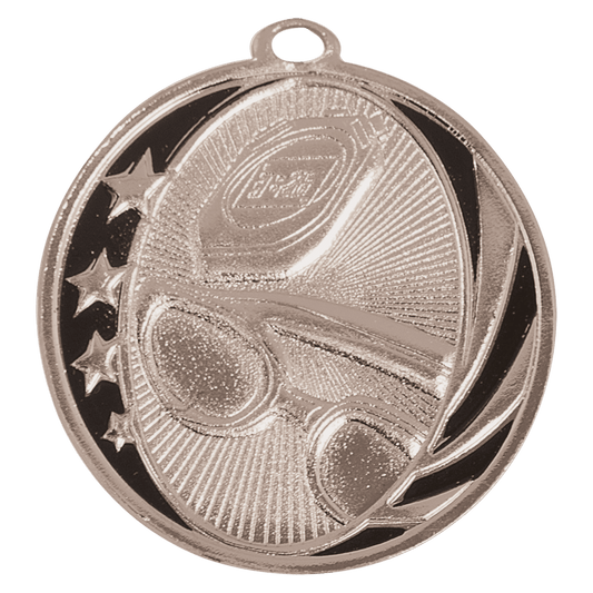 Bright Silver 2" Swimming Laserable MidNite Star Medal