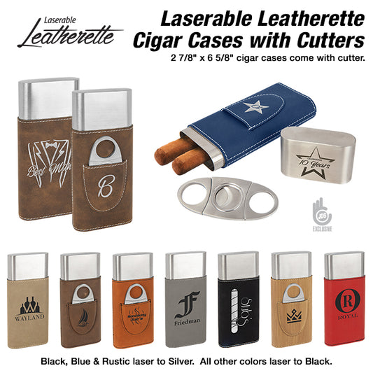 Laserable Leatherette Cigar Case with Cutter