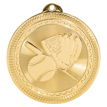 Bright Gold 2" Baseball/Softball Laserable BriteLazer Medal