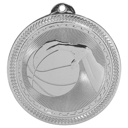 Bright Silver 2" Basketball Laserable BriteLazer Medal