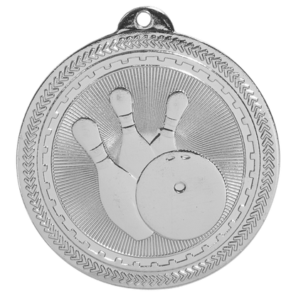 Bright Silver 2" Bowling Laserable BriteLazer Medal