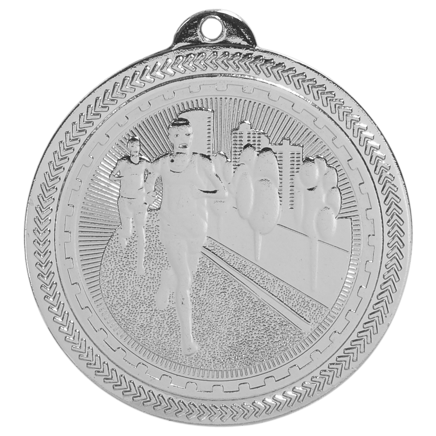 Bright Silver 2" Cross Country Laserable BriteLazer Medal