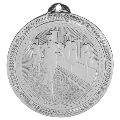 Bright Silver 2" Cross Country Laserable BriteLazer Medal