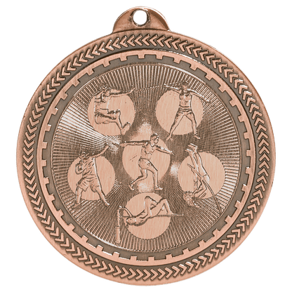 Antique Bronze 2" Field Events Laserable BriteLazer Medal