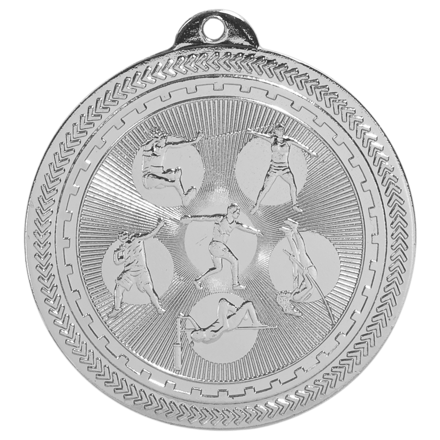 Bright Silver 2" Field Events Laserable BriteLazer Medal