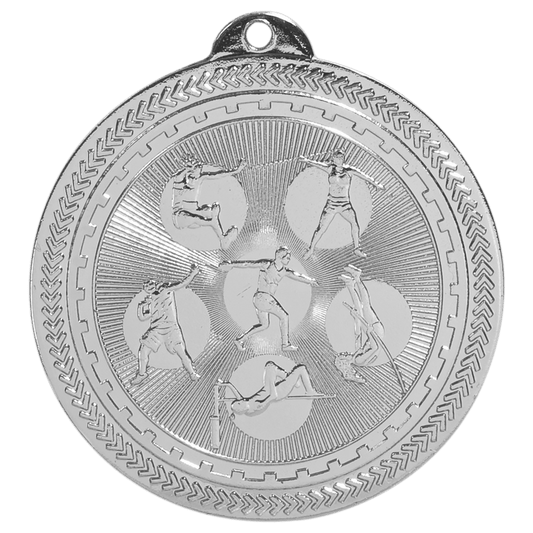 Bright Silver 2" Field Events Laserable BriteLazer Medal