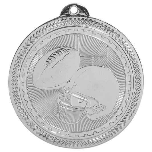 Bright Silver 2" Football Laserable BriteLazer Medal