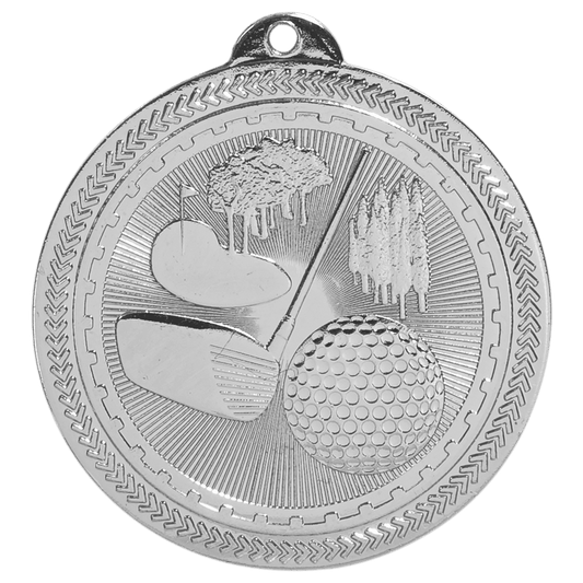 Bright Silver 2" Golf Laserable BriteLazer Medal