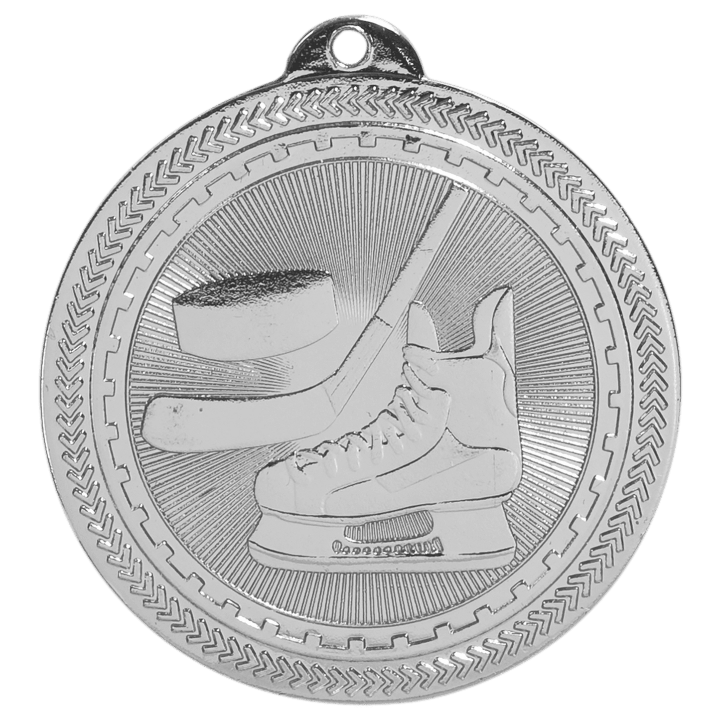 Bright Silver 2" Hockey Laserable BriteLazer Medal