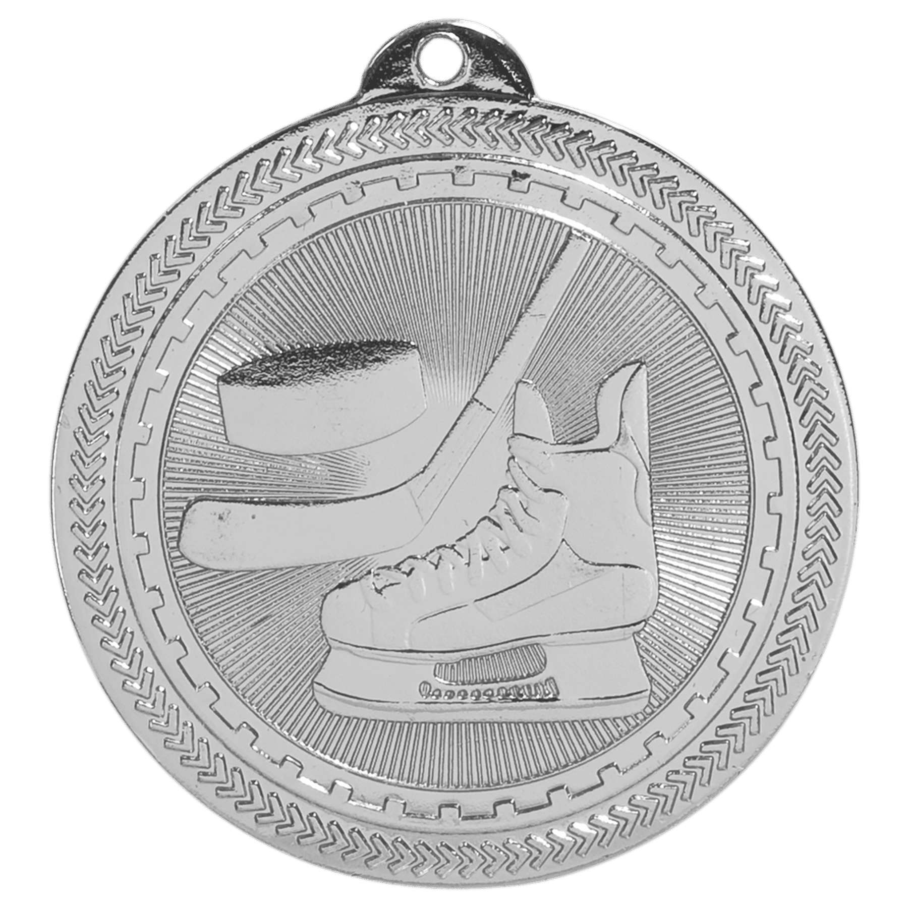Bright Silver 2" Hockey Laserable BriteLazer Medal