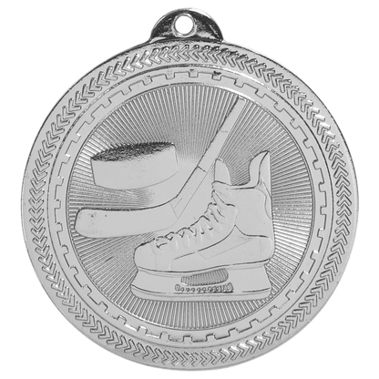 Bright Silver 2" Hockey Laserable BriteLazer Medal