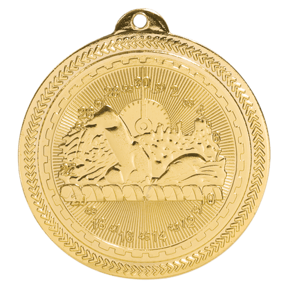 Bright Gold 2" Swimming Laserable BriteLazer Medal