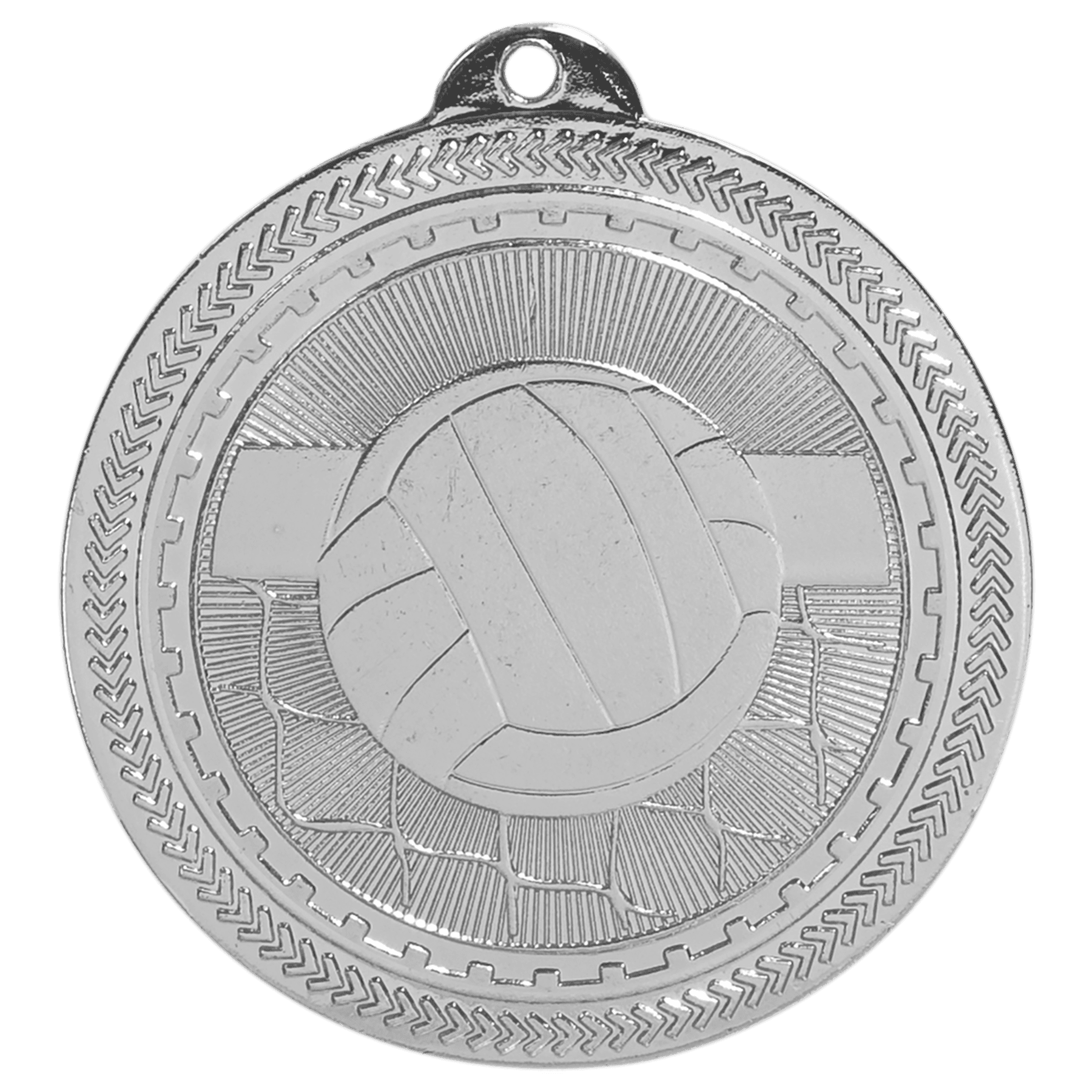 Bright Silver 2" Volleyball Laserable BriteLazer Medal