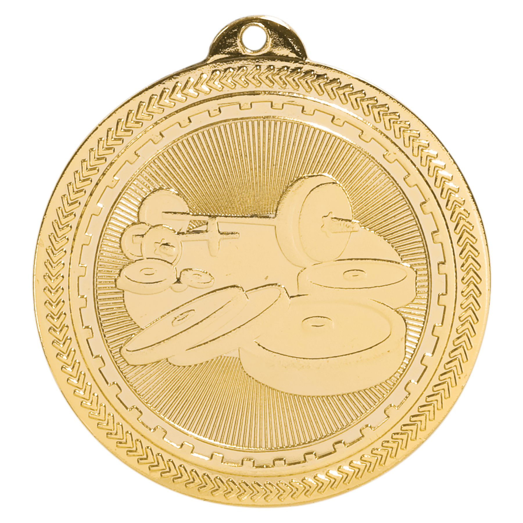 Bright Gold 2" Weightlifting Laserable BriteLazer Medal