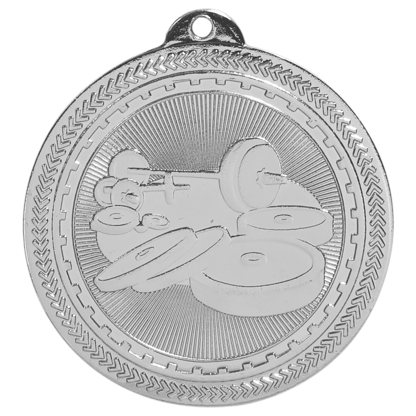 Bright Silver 2" Weightlifting Laserable BriteLazer Medal