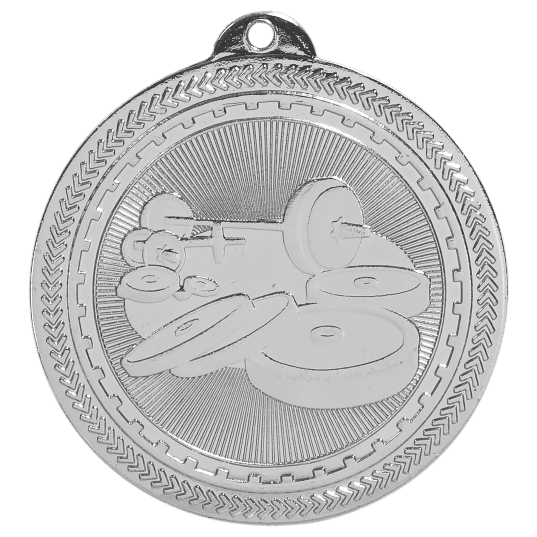 Bright Silver 2" Weightlifting Laserable BriteLazer Medal