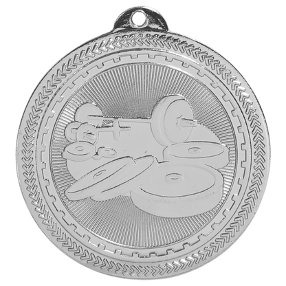Bright Silver 2" Weightlifting Laserable BriteLazer Medal