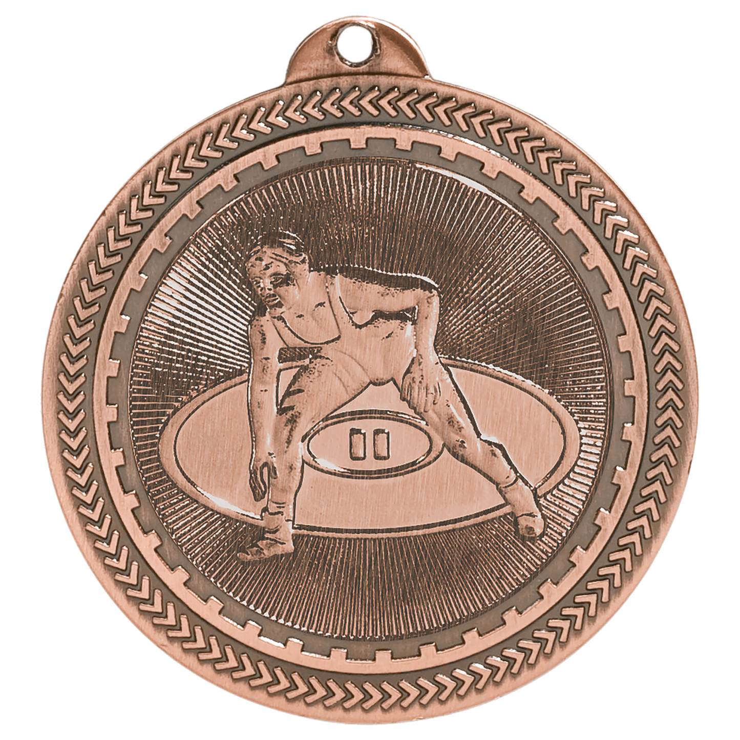 Antique Bronze 2" Wrestling Laserable BriteLazer Medal