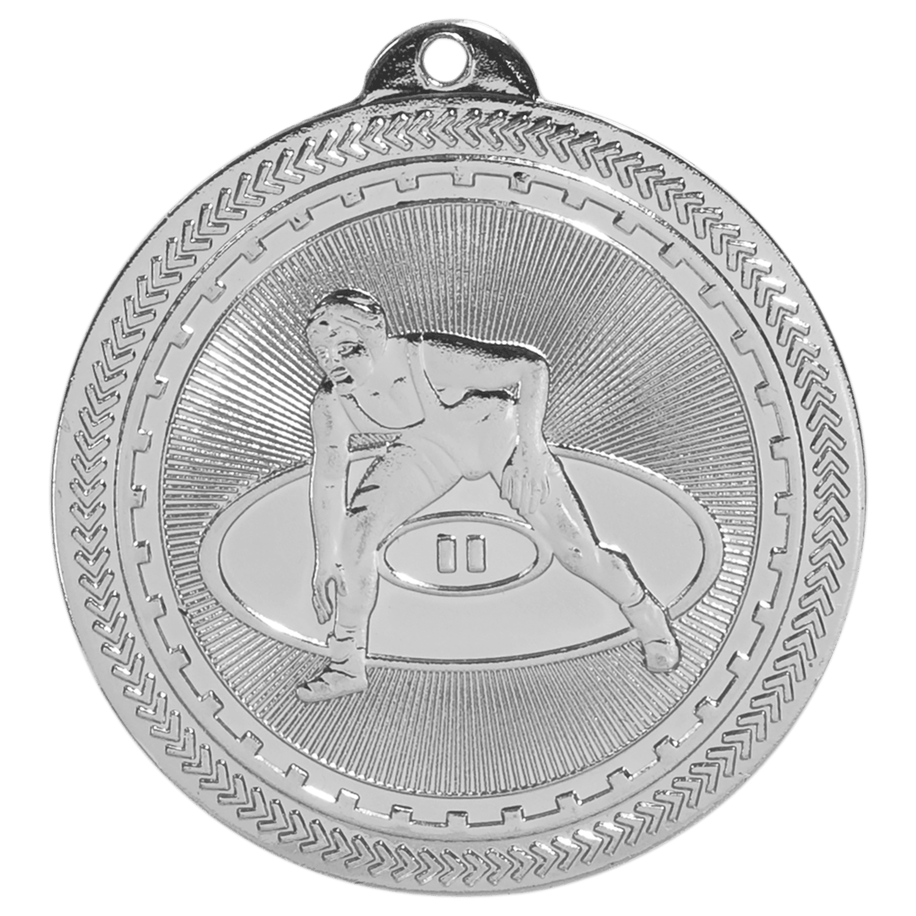 Bright Silver 2" Wrestling Laserable BriteLazer Medal