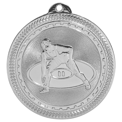 Bright Silver 2" Wrestling Laserable BriteLazer Medal