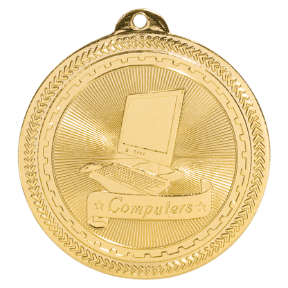 Bright Gold 2" Computers Laserable BriteLazer Medal