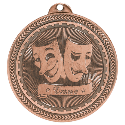 Antique Bronze 2" Drama Laserable BriteLazer Medal