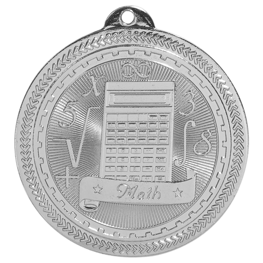 Bright Silver 2" Math Laserable BriteLazer Medal