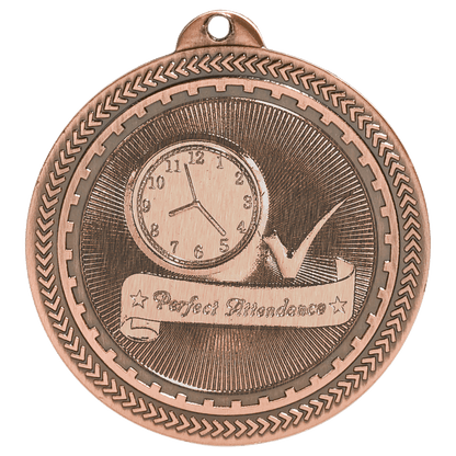 Antique Bronze 2" Perfect Attendance Laserable BriteLazer Medal