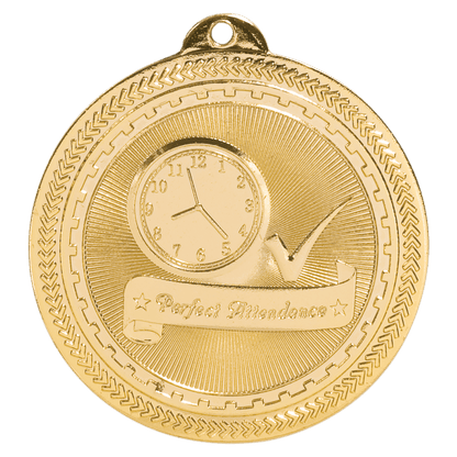 Bright Gold 2" Perfect Attendance Laserable BriteLazer Medal