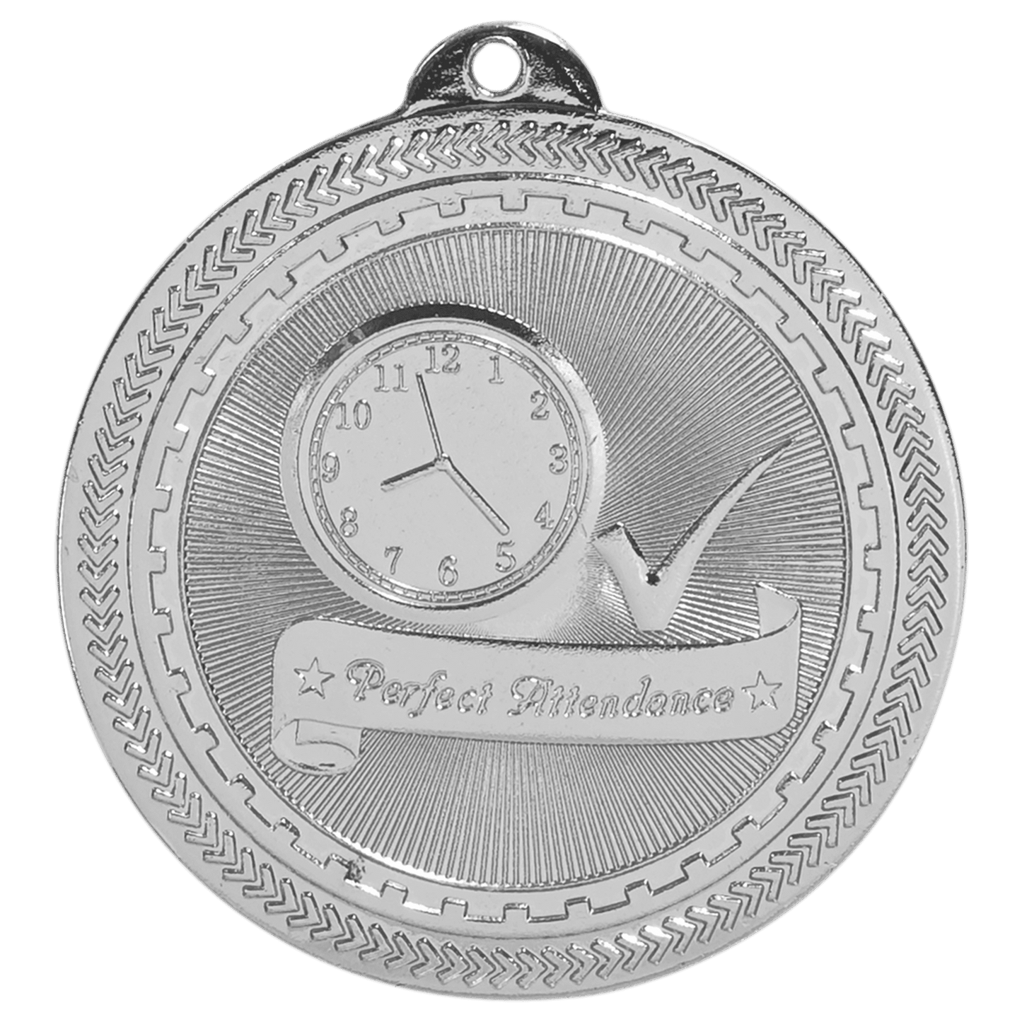 Bright Silver 2" Perfect Attendance Laserable BriteLazer Medal