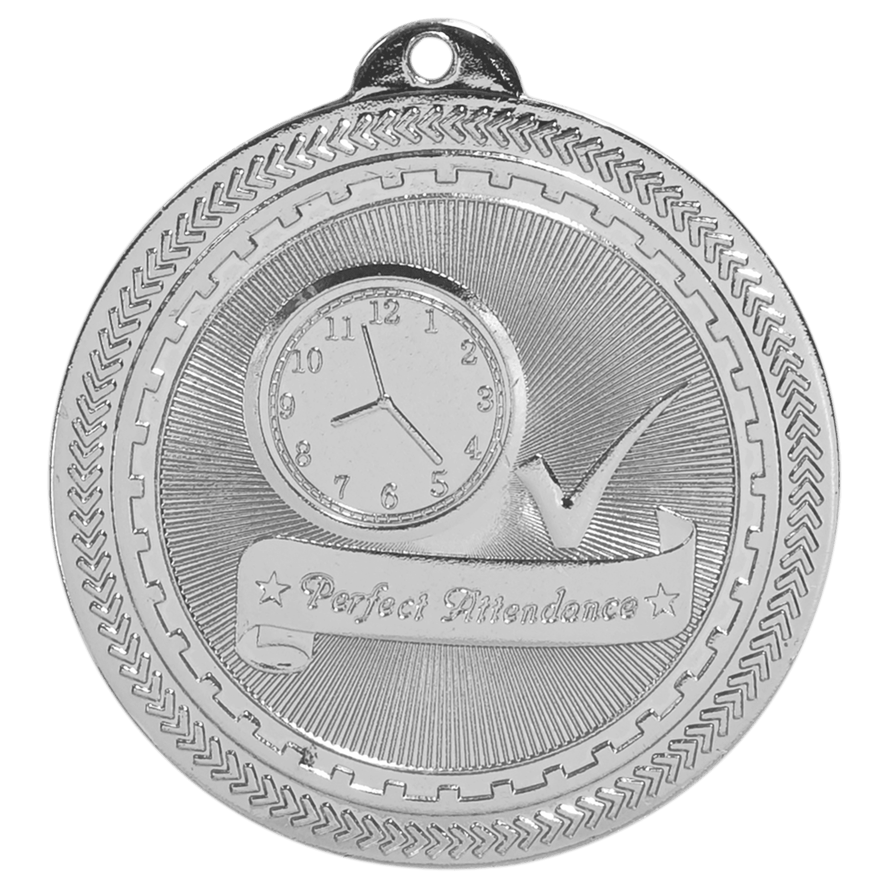 Bright Silver 2" Perfect Attendance Laserable BriteLazer Medal