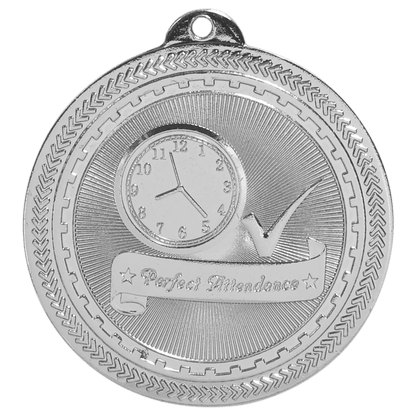 Bright Silver 2" Perfect Attendance Laserable BriteLazer Medal
