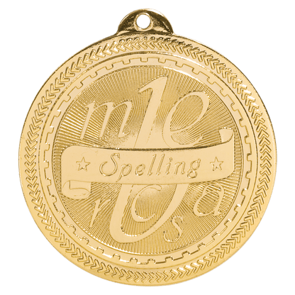 Bright Gold 2" Spelling Laserable BriteLazer Medal