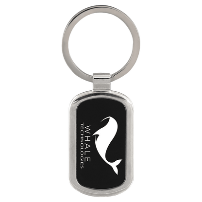 Black 1 1/8" x 1 7/8" Laserable Rectangle Keychain