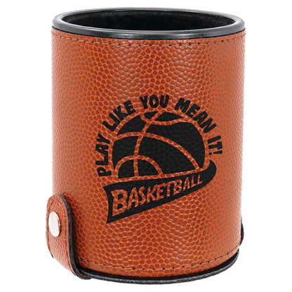Basketball Laserable Leatherette Dice Cup with 5 Dice