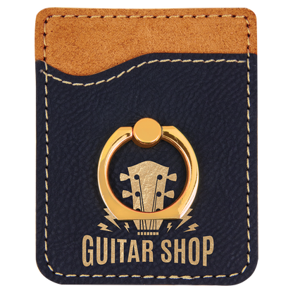 Black/Gold Laserable Leatherette Phone Wallet with Gold Laserable Leatherette Phone Wallet