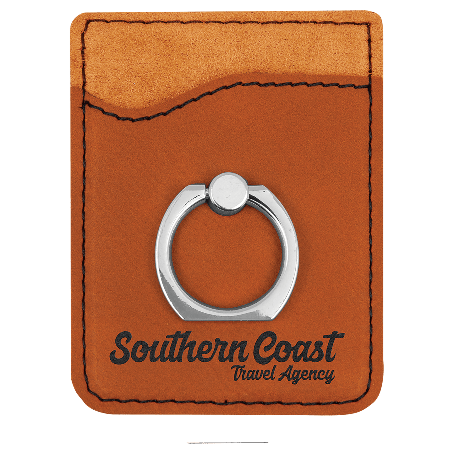 Rawhide Laserable Leatherette Phone Wallet with Silver Ring