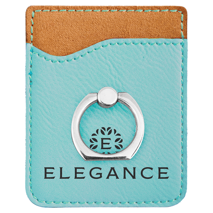 Teal Laserable Leatherette Phone Wallet with Silver Laserable Leatherette Phone Wallet