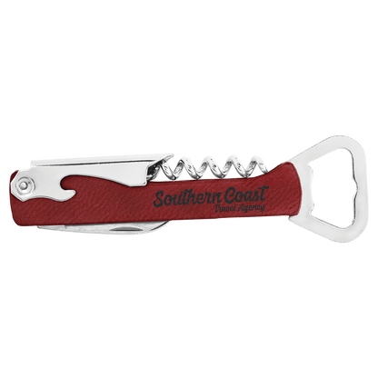 Rose Laserable Leatherette Wine Bottle Opener