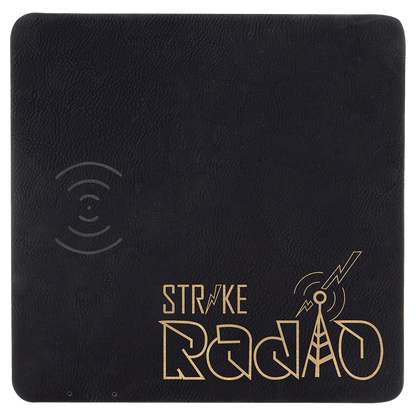 Black/Gold 8" x 8" Laserable Leatherette Phone Charging Mat