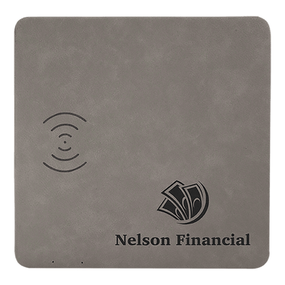 Gray 8" x 8" Laserable Leatherette Phone Charging Mat